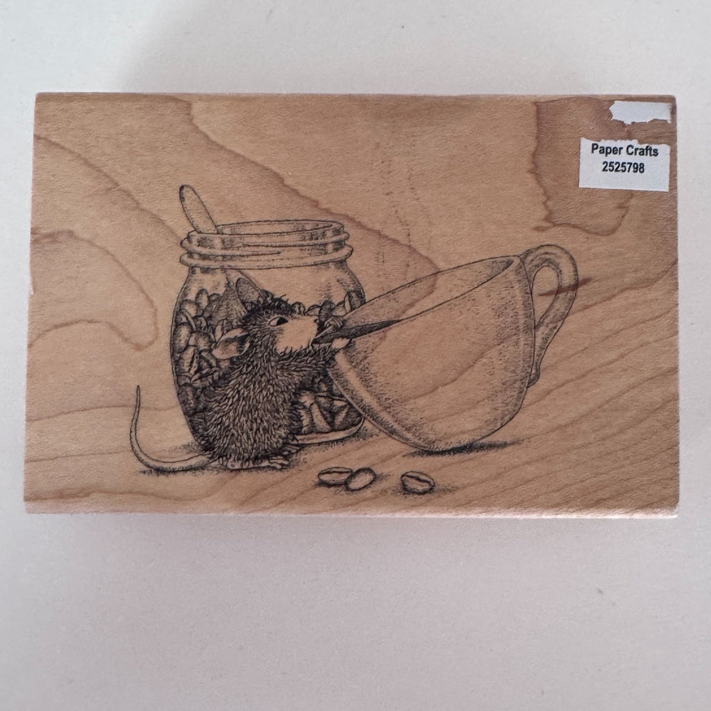 House Mouse Rubber Stamp Brew-Tiful Day Spellbinders Coffee Invitation Drink Cardmaking Caffeine Funny Wood