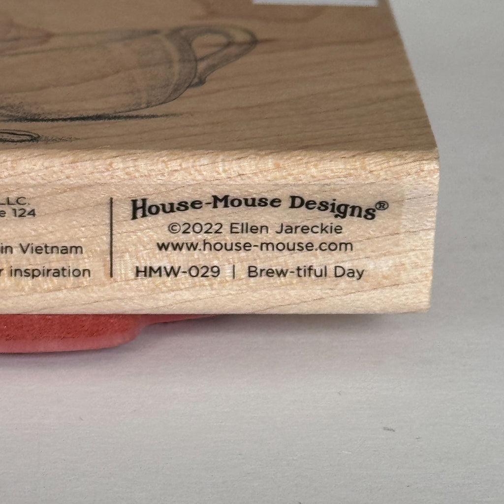 House Mouse Rubber Stamp Brew-Tiful Day Spellbinders Coffee Invitation Drink Cardmaking Caffeine Funny Wood