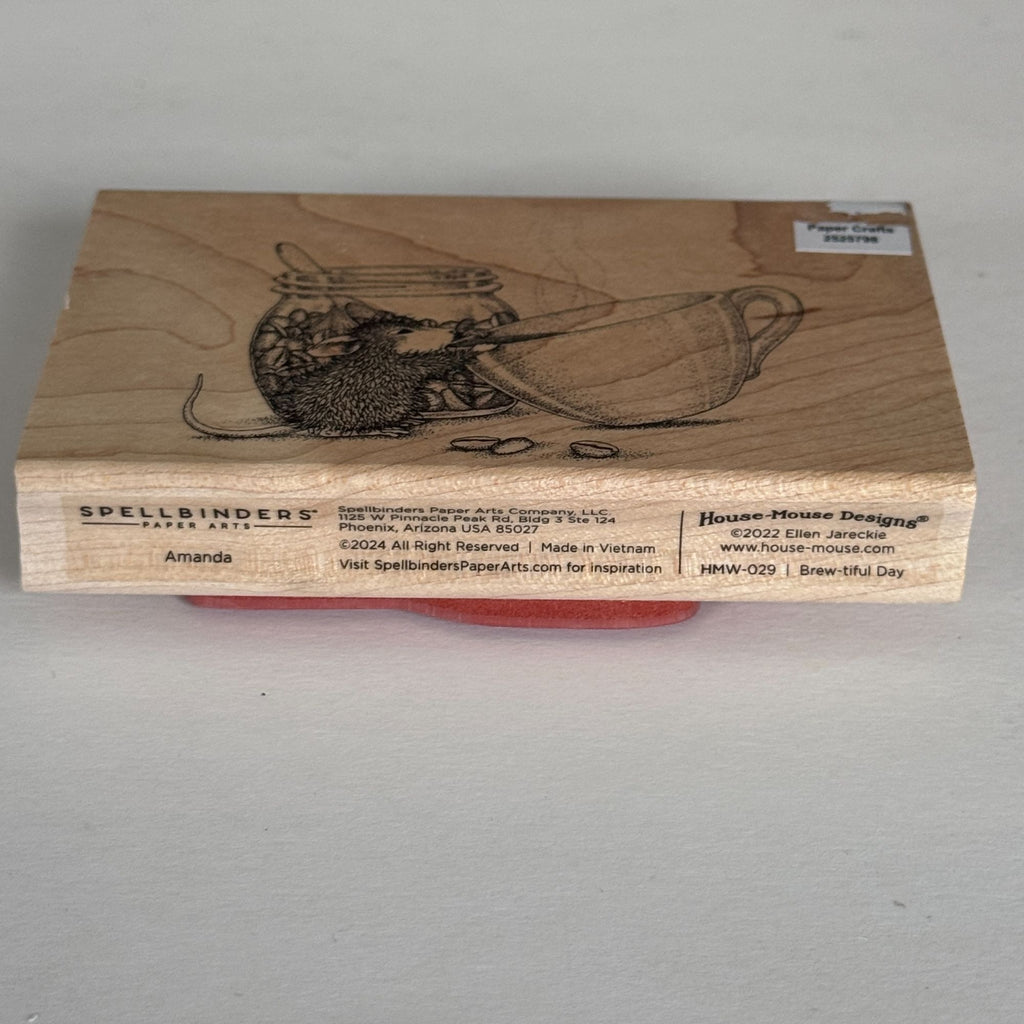 House Mouse Rubber Stamp Brew-Tiful Day Spellbinders Coffee Invitation Drink Cardmaking Caffeine Funny Wood