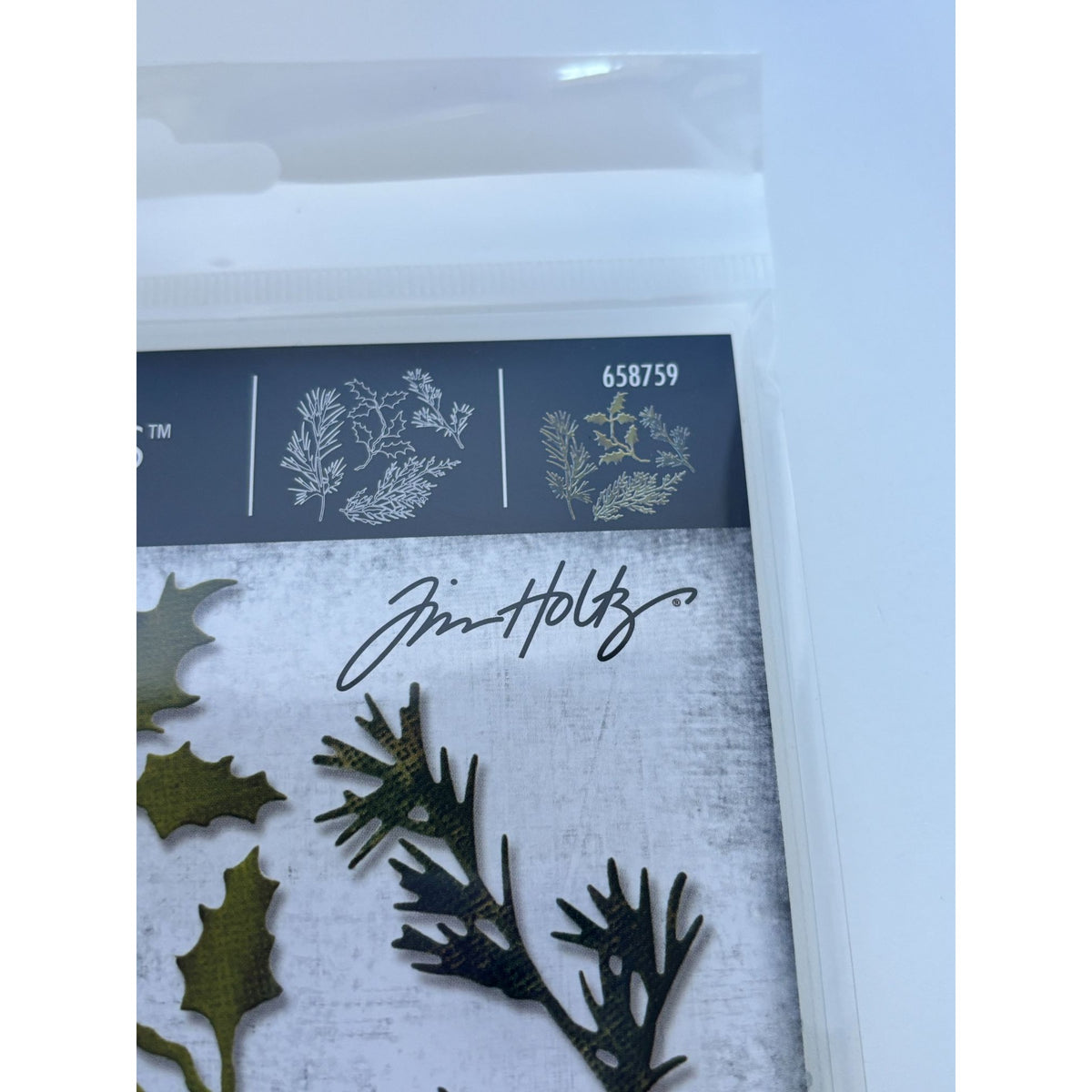 Tim Holtz Cutting Dies Holiday Greens Sizzix Pine Holly Christmas Foliage Cardmaking Metal Thinlits