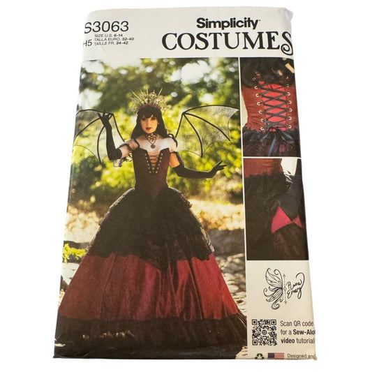 Simplicity Sewing Pattern S3063 Steampunk Costume Corset Skirt Halloween Bat UC