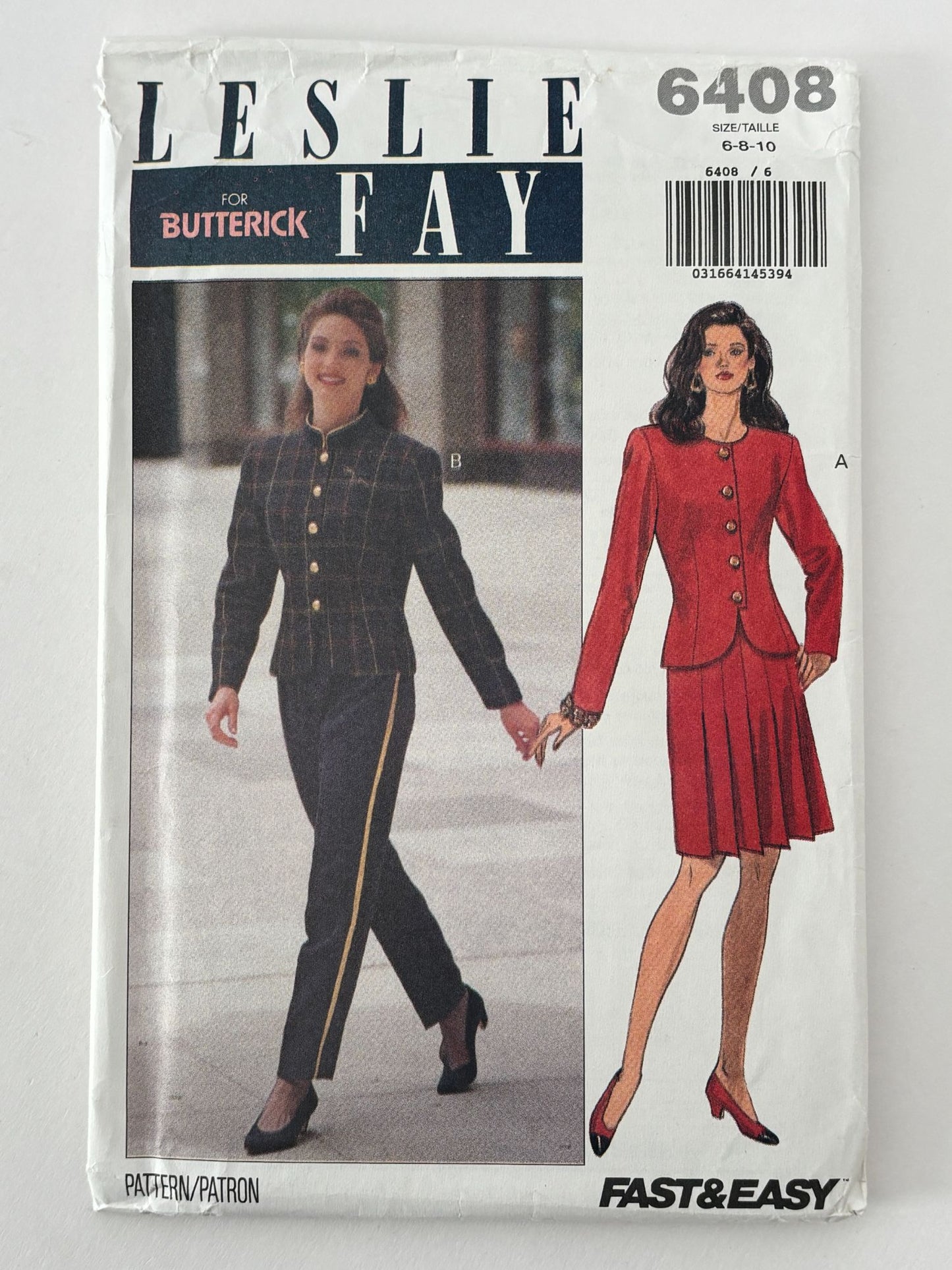 Butterick Sewing Pattern 6408: Misses' Jacket, Skirt and Pants