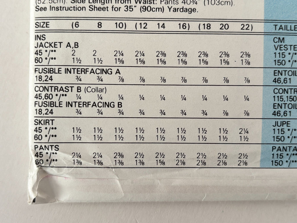 Butterick Sewing Pattern 6408: Misses' Jacket, Skirt and Pants