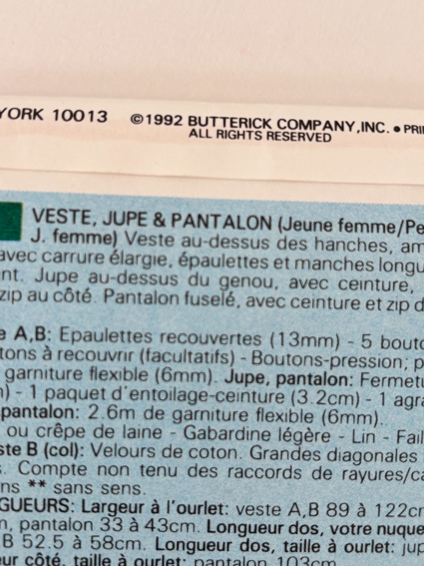 Butterick Sewing Pattern 6408: Misses' Jacket, Skirt and Pants