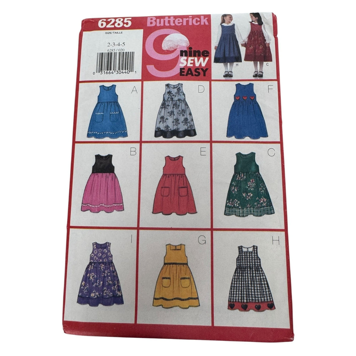 Butterick Sewing Pattern 6285 Jumper Blouse Top Outfit Girls 2 3 4 5 Uncut Easy