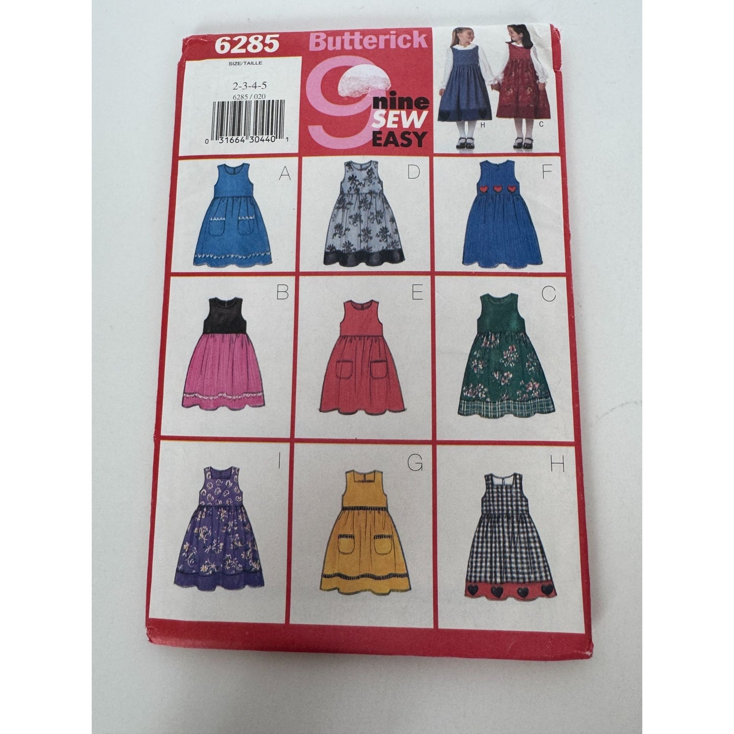 Butterick Sewing Pattern 6285 Jumper Blouse Top Outfit Girls 2 3 4 5 Uncut Easy