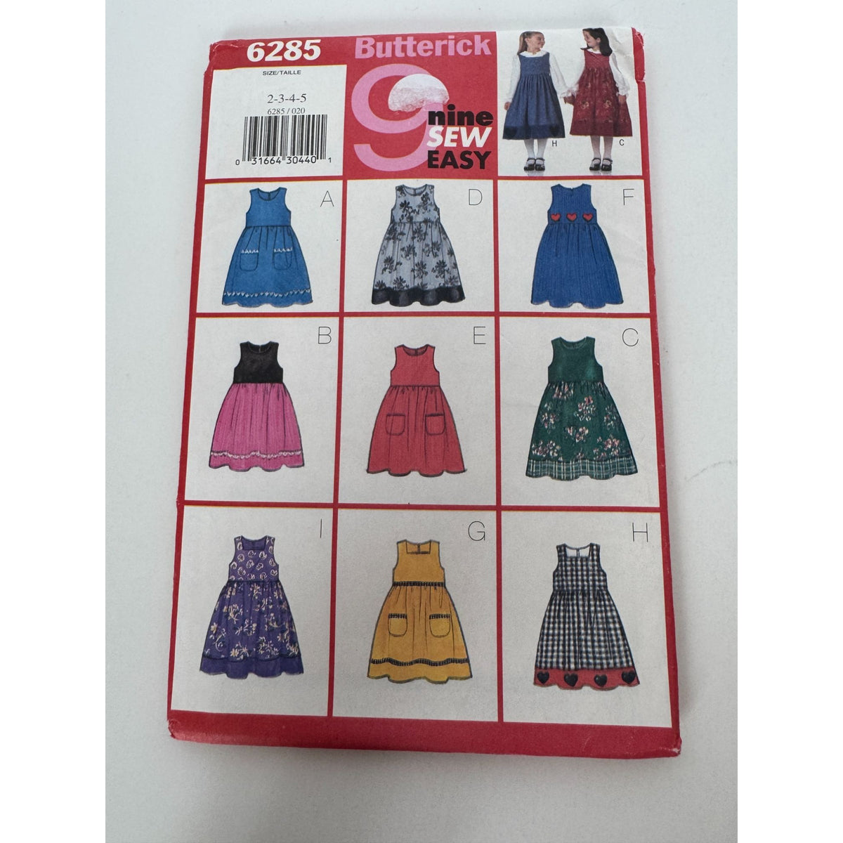Butterick Sewing Pattern 6285 Jumper Blouse Top Outfit Girls 2 3 4 5 Uncut Easy