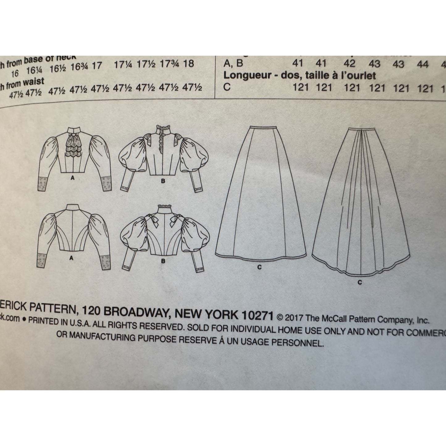 Butterick Sewing Pattern B6537 Making History Costume 14-22 Edwardian Skirt UC