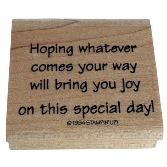 Stampin Up Rubber Stamp Joy on Birthday Card Making Sentiment Words Rhyme Day