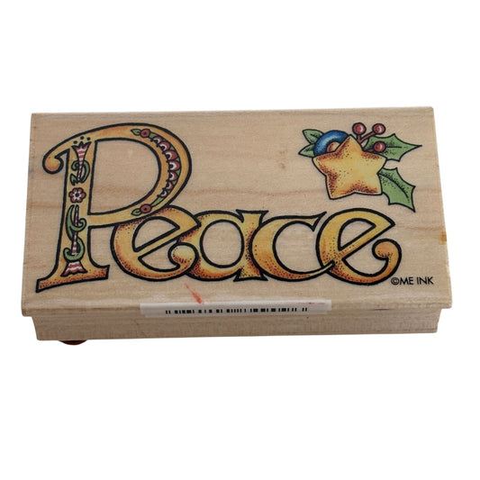 All Night Media Rubber Stamp Peace Mary Engelbreit Christmas Winter Holiday Word