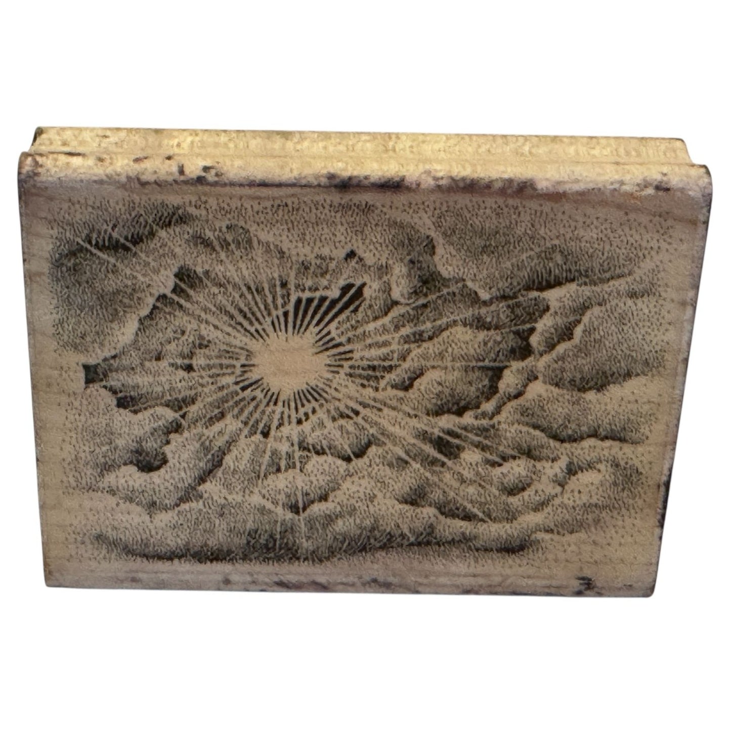 Stampscapes Rubber Stamp Cloud With Sun 107E Landscape Sky Scene Nature Wooden