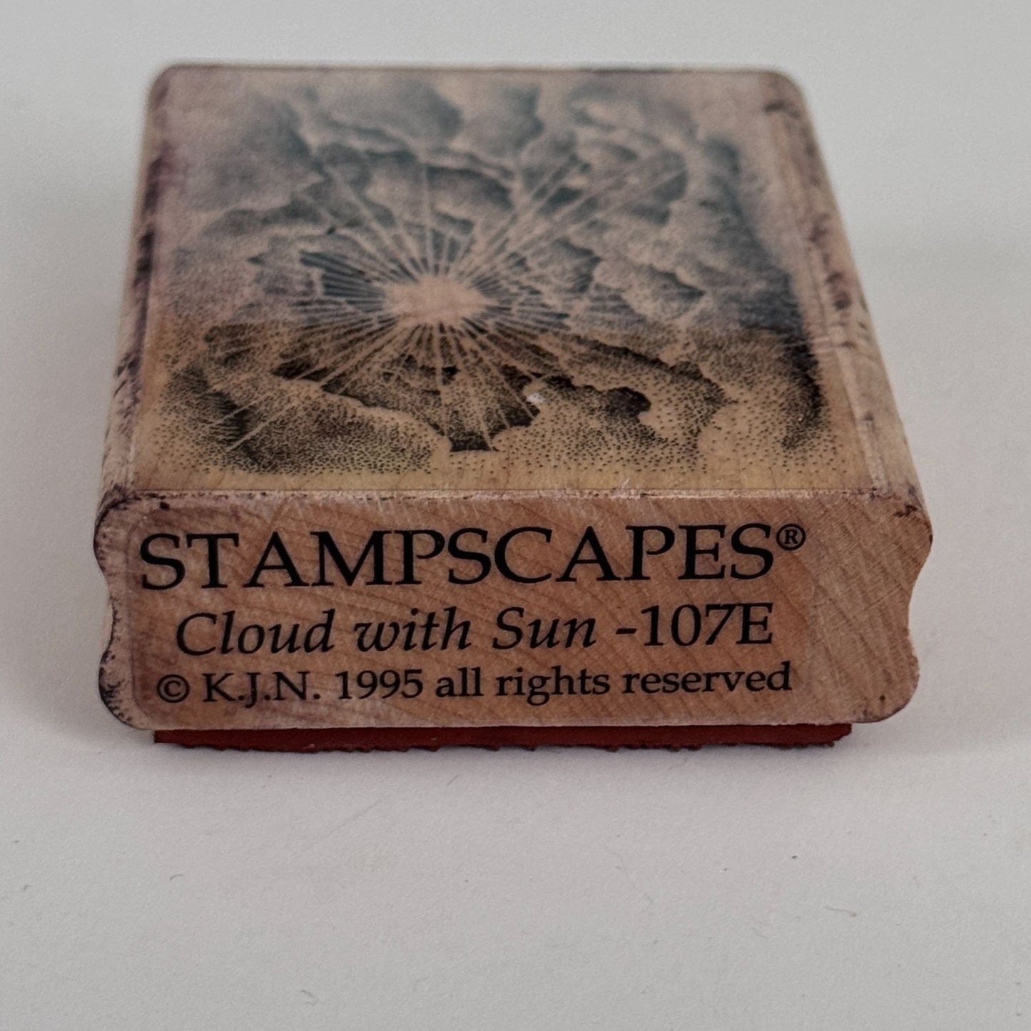 Stampscapes Rubber Stamp Cloud With Sun 107E Landscape Sky Scene Nature Wooden