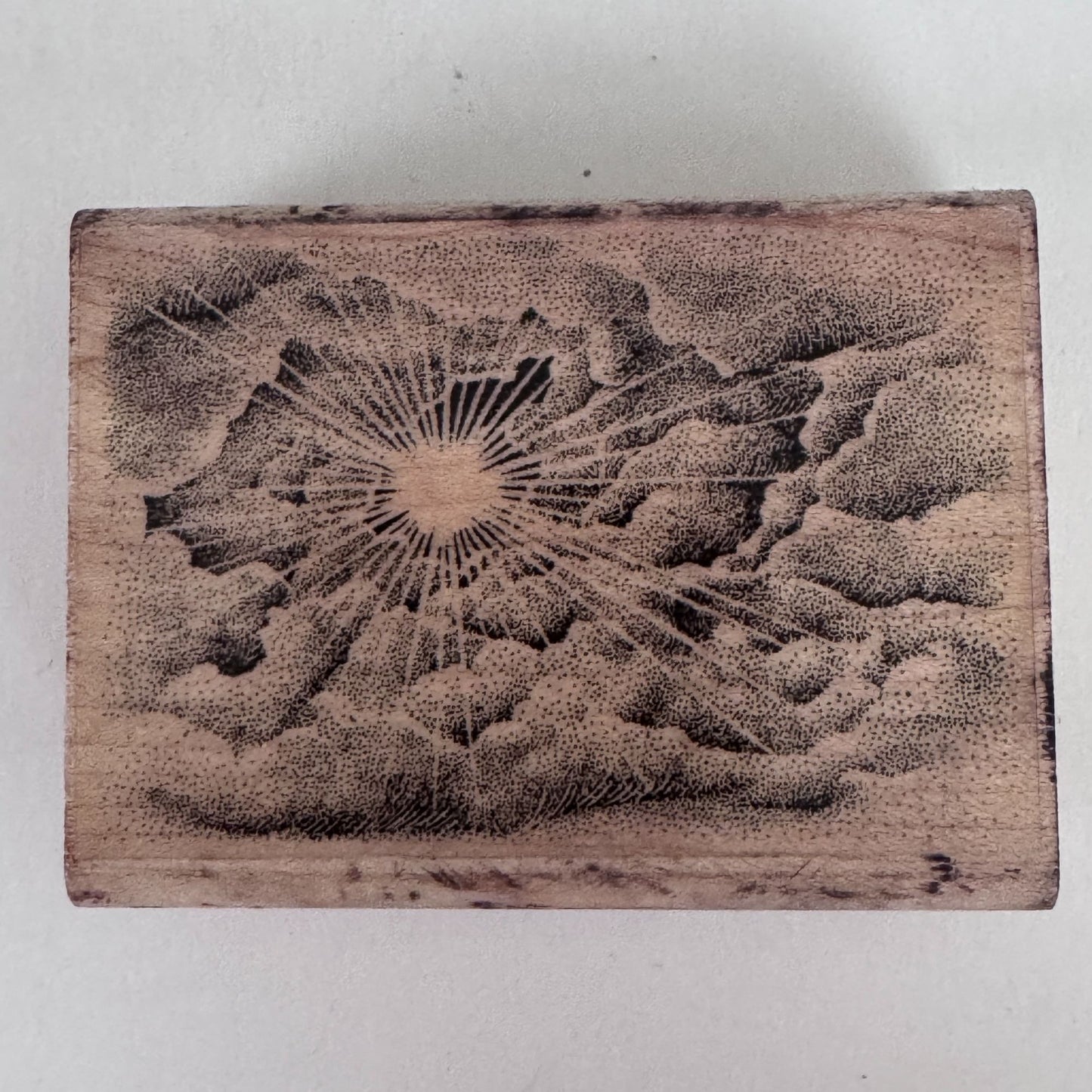 Stampscapes Rubber Stamp Cloud With Sun 107E Landscape Sky Scene Nature Wooden