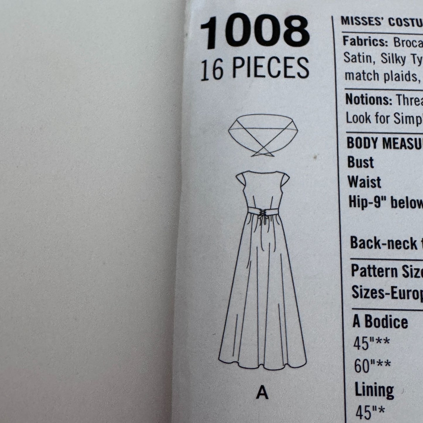 Simplicity Sewing Pattern 1008 Medieval Dress Cape Costume 14-22 Fantasy Uncut Renaissance Faire