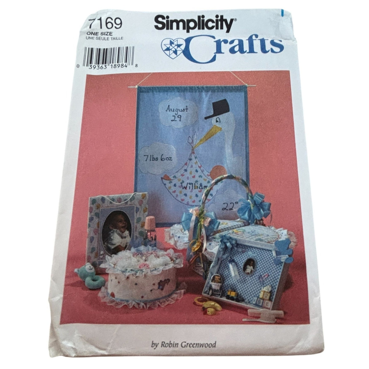 Simplicity Sewing Pattern 7169 Baby Keepsake Decor Announcement Wall Hanging UC