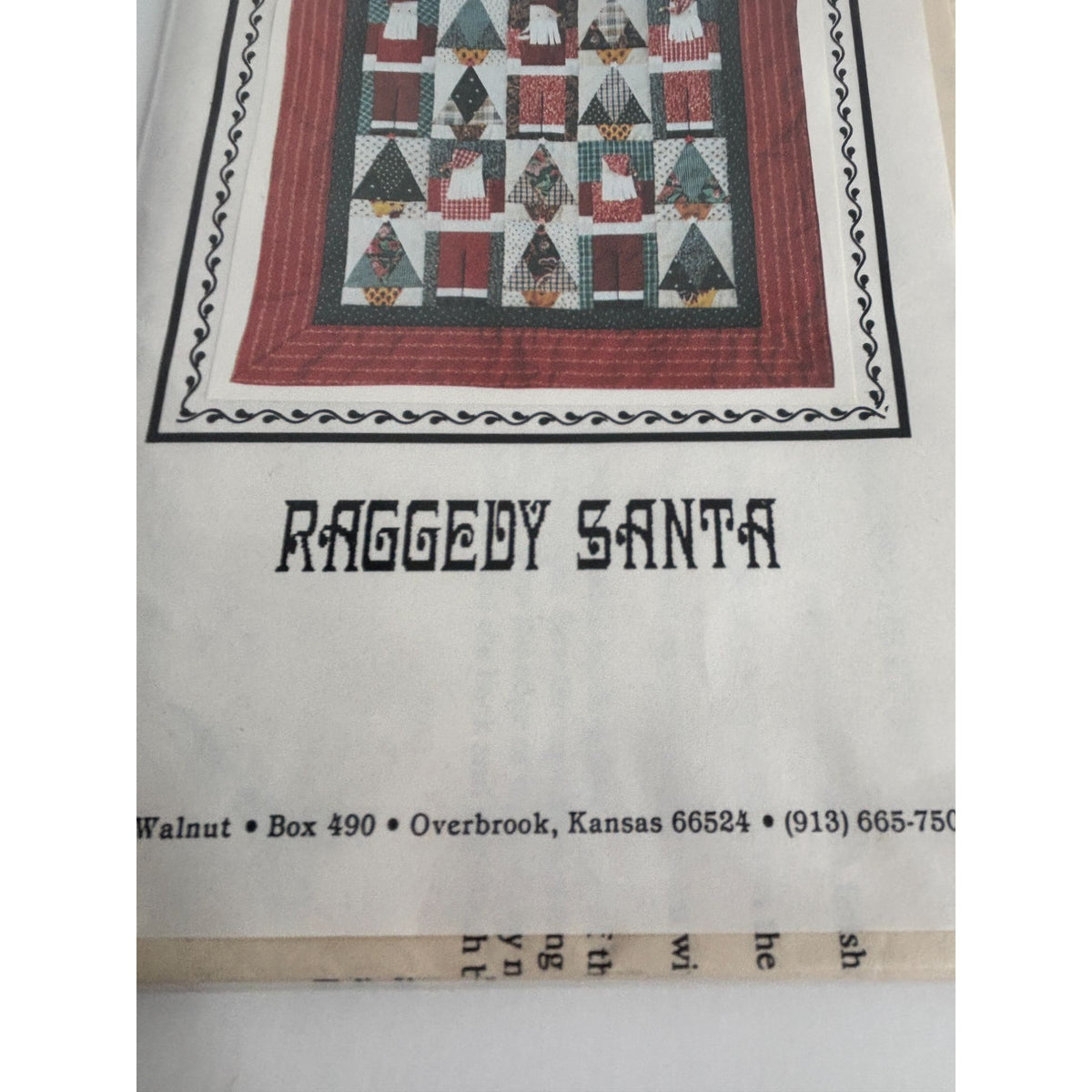 Osage County Quilt Factory Pattern Raggedy Santa Christmas Holidays Piecing UC