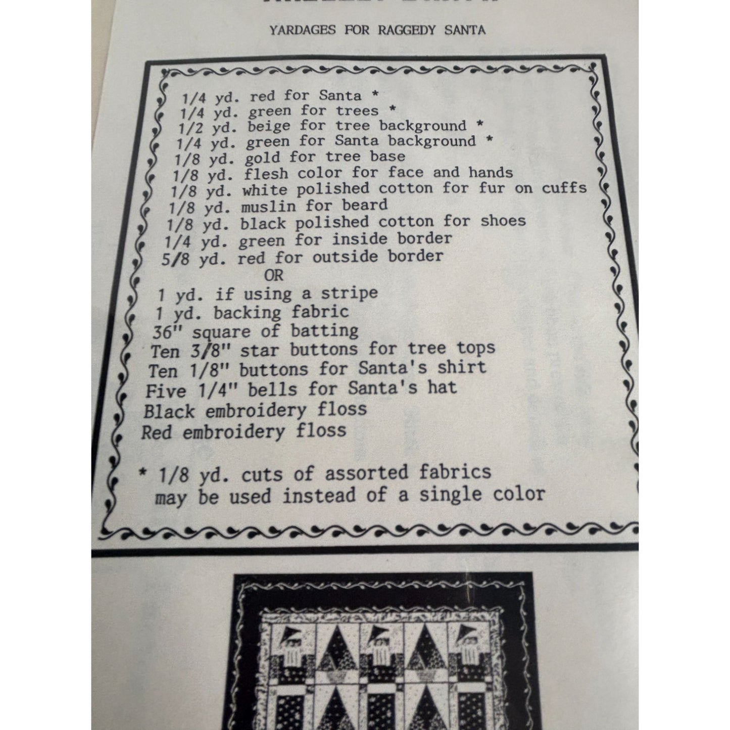 Osage County Quilt Factory Pattern Raggedy Santa Christmas Holidays Piecing UC