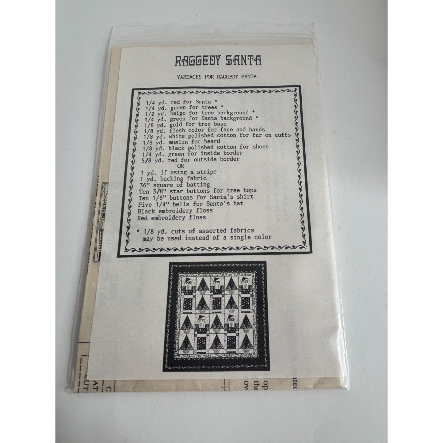Osage County Quilt Factory Pattern Raggedy Santa Christmas Holidays Piecing UC