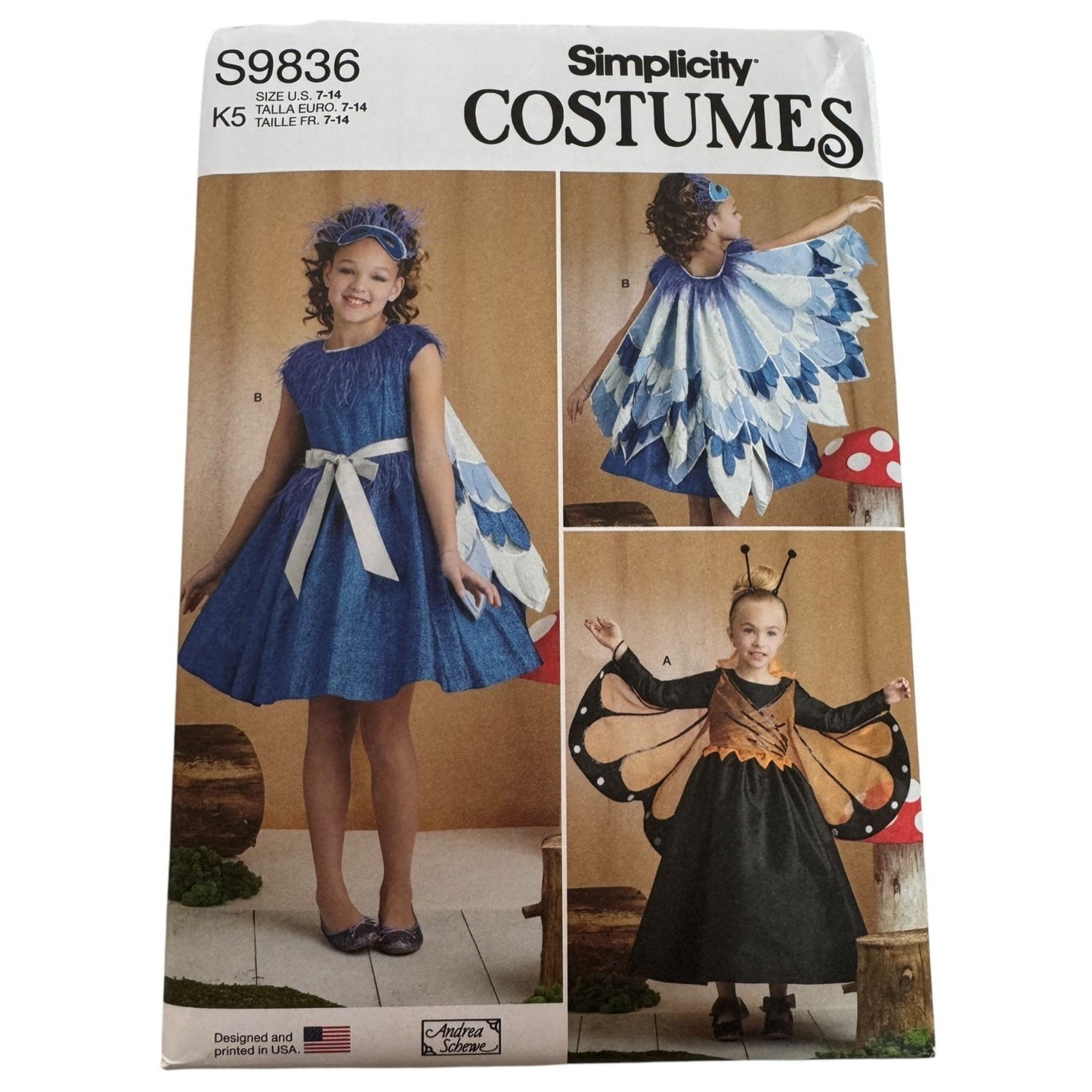 Simplicity Sewing Pattern S9836 Girls Bird and Butterfly Costumes Dress 7-14 UC