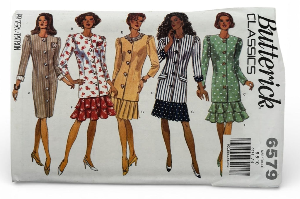 Butterick Sewing Pattern 6579 Straight Dress Skirt Vintage 90s Workwear 6-10 UC