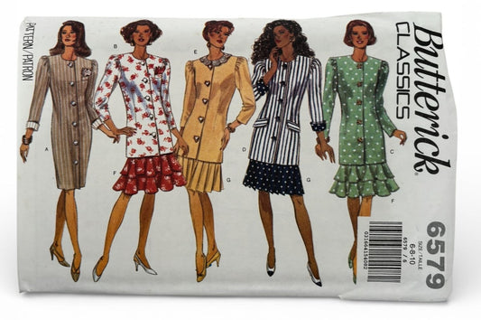 Butterick Sewing Pattern 6579 Straight Dress Skirt Vintage 90s Workwear 6-10 UC