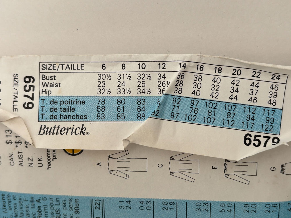 Butterick Sewing Pattern 6579 Straight Dress Skirt Vintage 90s Workwear 6-10 UC