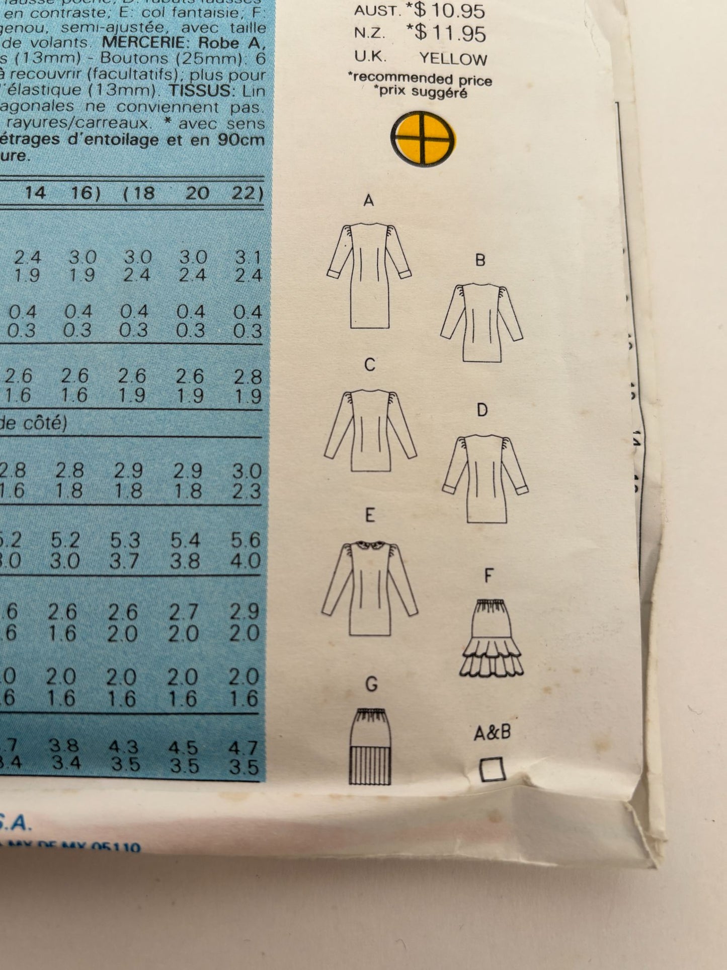 Butterick Sewing Pattern 6579 Straight Dress Skirt Vintage 90s Workwear 6-10 UC
