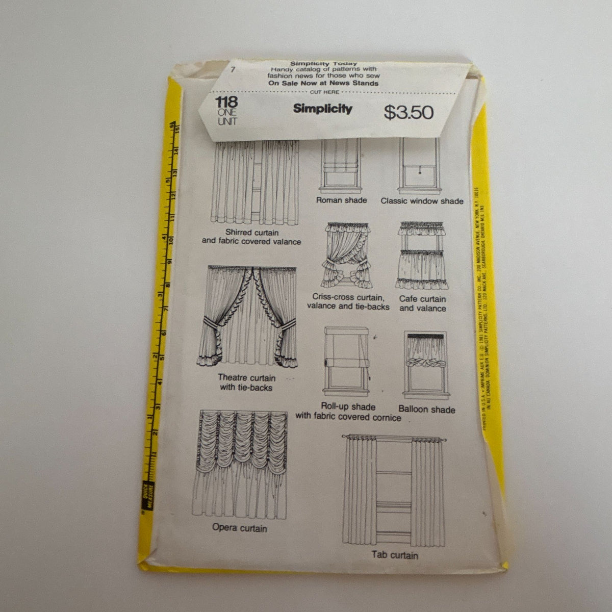 Simplicity House Sewing Instruction Card 118 Theatre Curtain Opera Window Shades