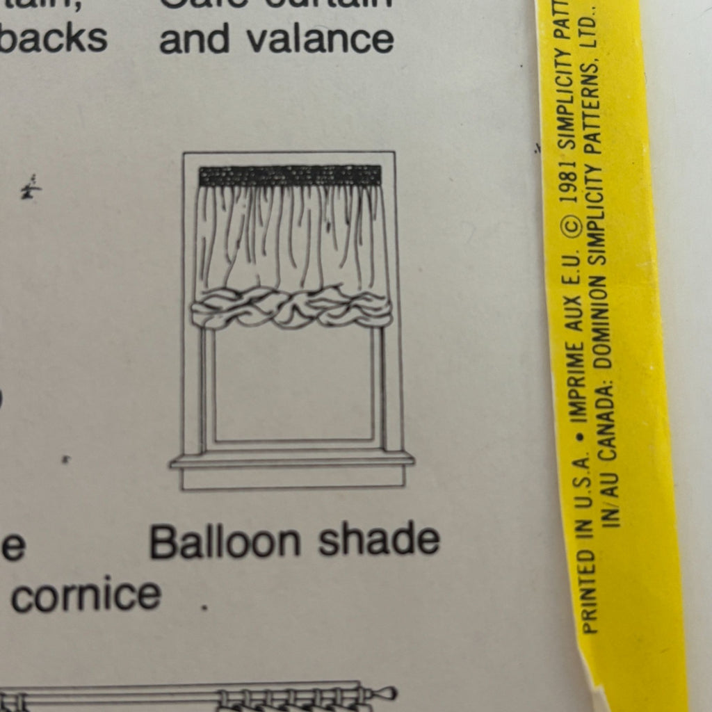 Simplicity House Sewing Instruction Card 118 Theatre Curtain Opera Window Shades