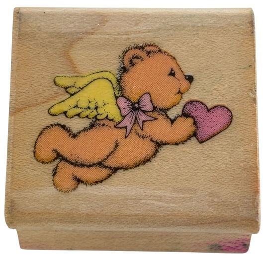 Hero Arts Rubber Stamp Flying Teddy Cupid Angel Valentines Day Card Making B256