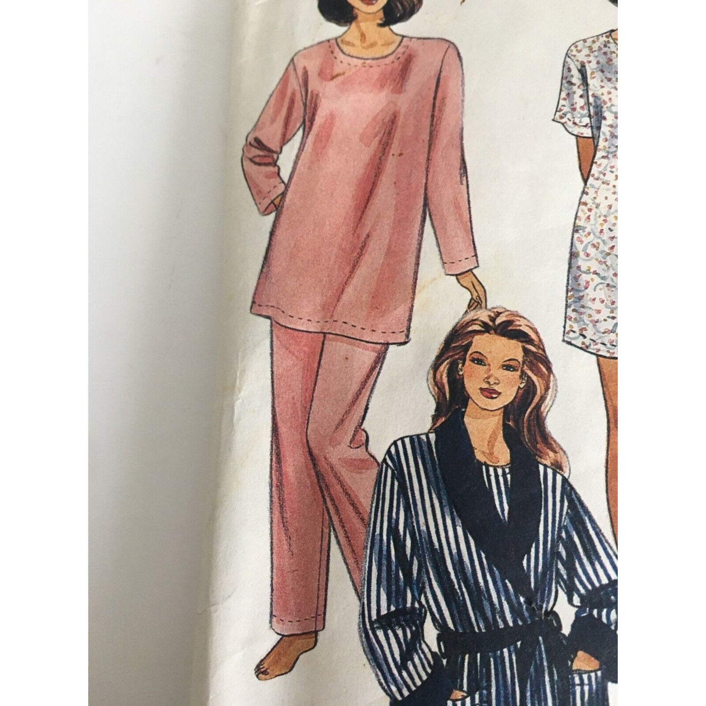 McCalls Sewing Pattern 6801 Robe Pajamas Tunic Top Pants Shorts XS S M Uncut