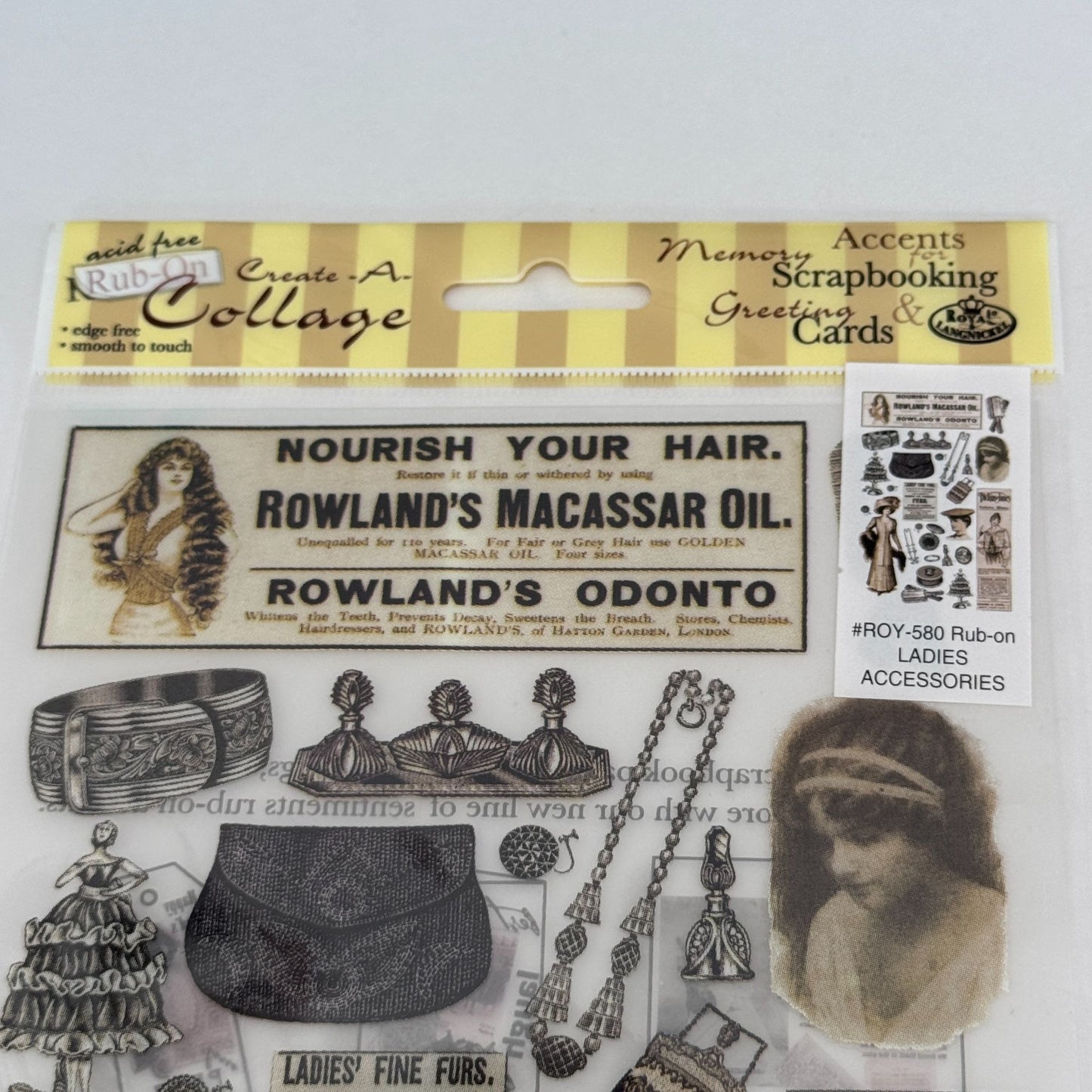 Royal and Langnickel Ladies Accessories Rub-On Rub Ons Scrapbooking Fashion Hat Victorian Jewelry Perfume