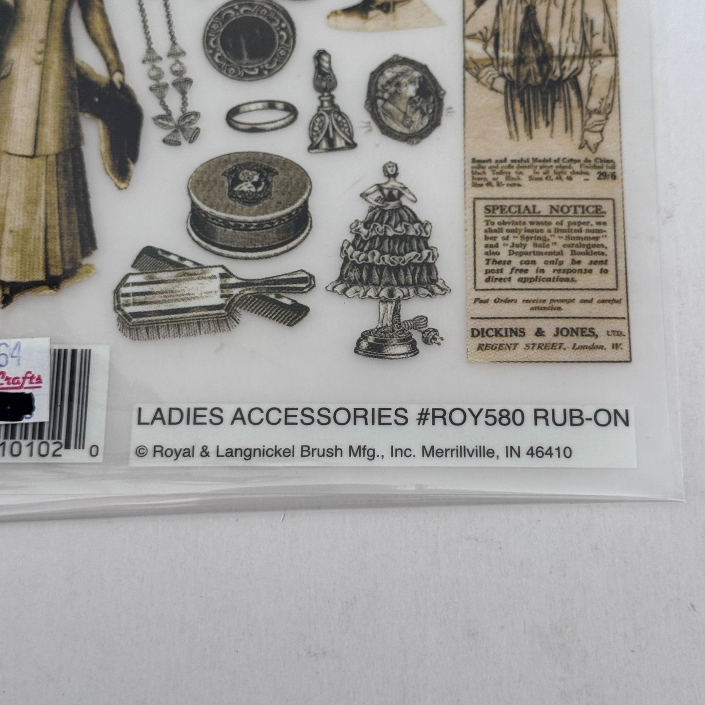Royal and Langnickel Ladies Accessories Rub-On Rub Ons Scrapbooking Fashion Hat Victorian Jewelry Perfume