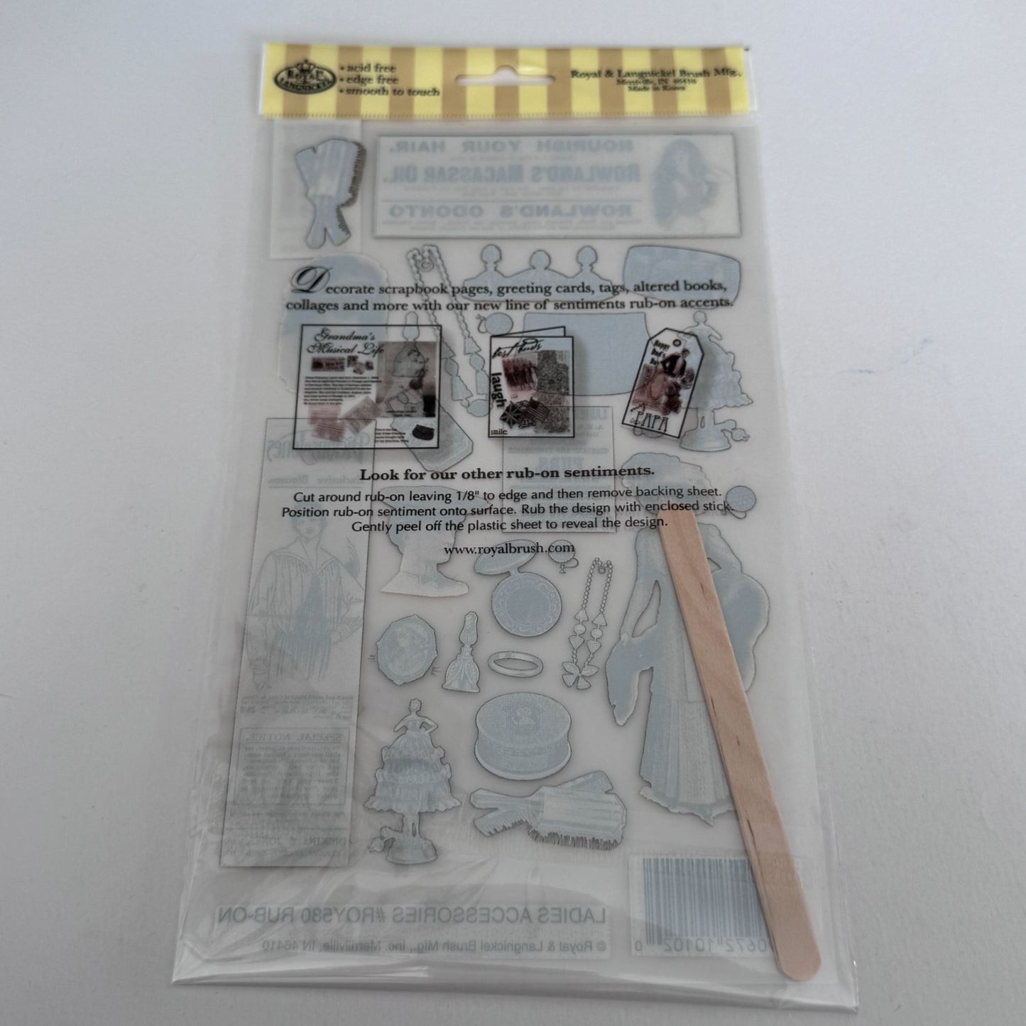 Royal and Langnickel Ladies Accessories Rub-On Rub Ons Scrapbooking Fashion Hat Victorian Jewelry Perfume