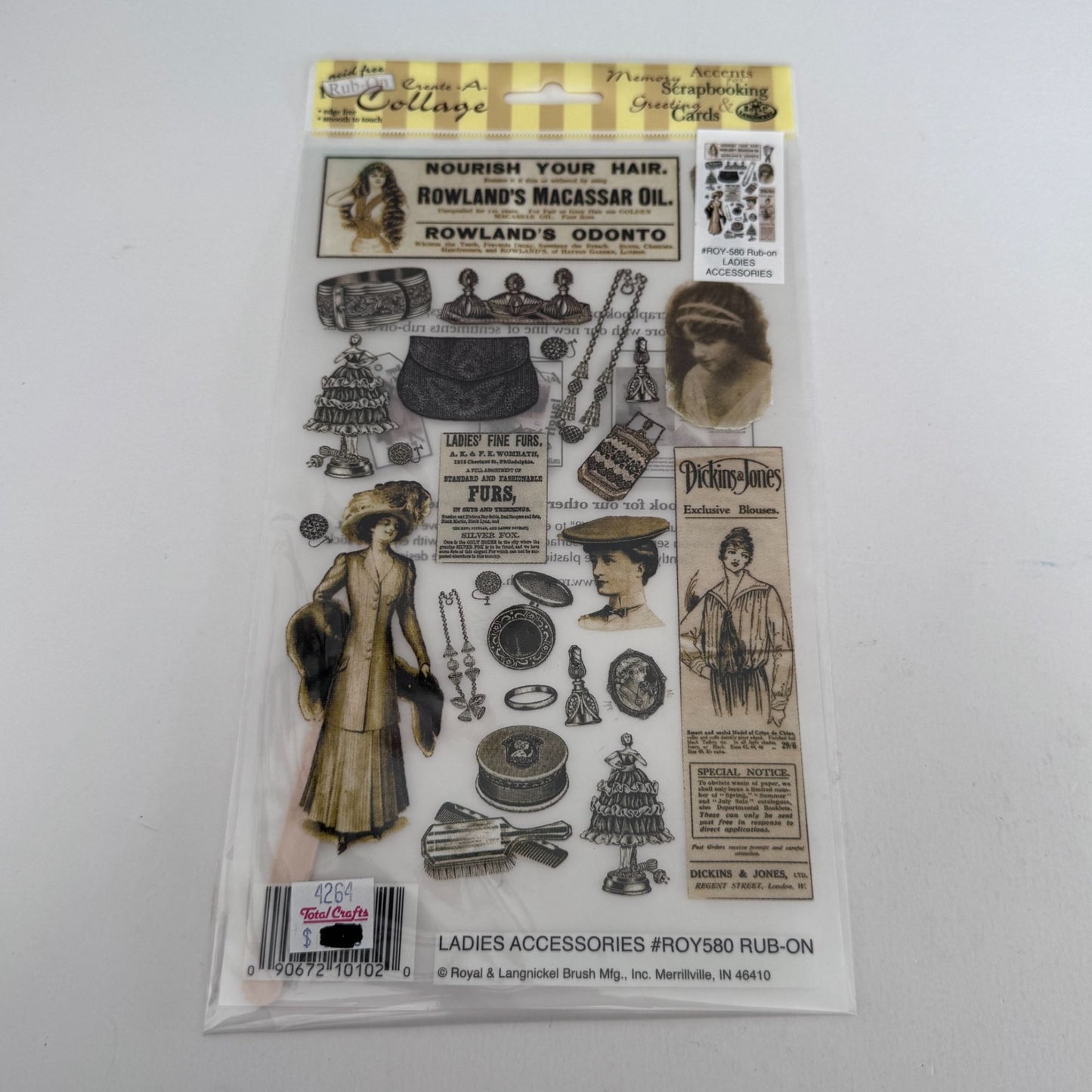 Royal and Langnickel Ladies Accessories Rub-On Rub Ons Scrapbooking Fashion Hat Victorian Jewelry Perfume