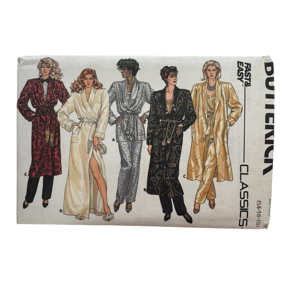 Butterick Classics Sewing Pattern 3547 Misses Robe and Pants 14-18 1980s Vintage
