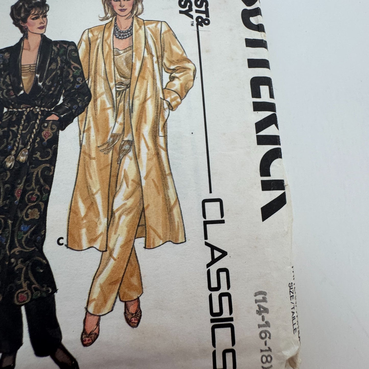 Butterick Classics Sewing Pattern 3547 Misses Robe and Pants 14-18 1980s Vintage