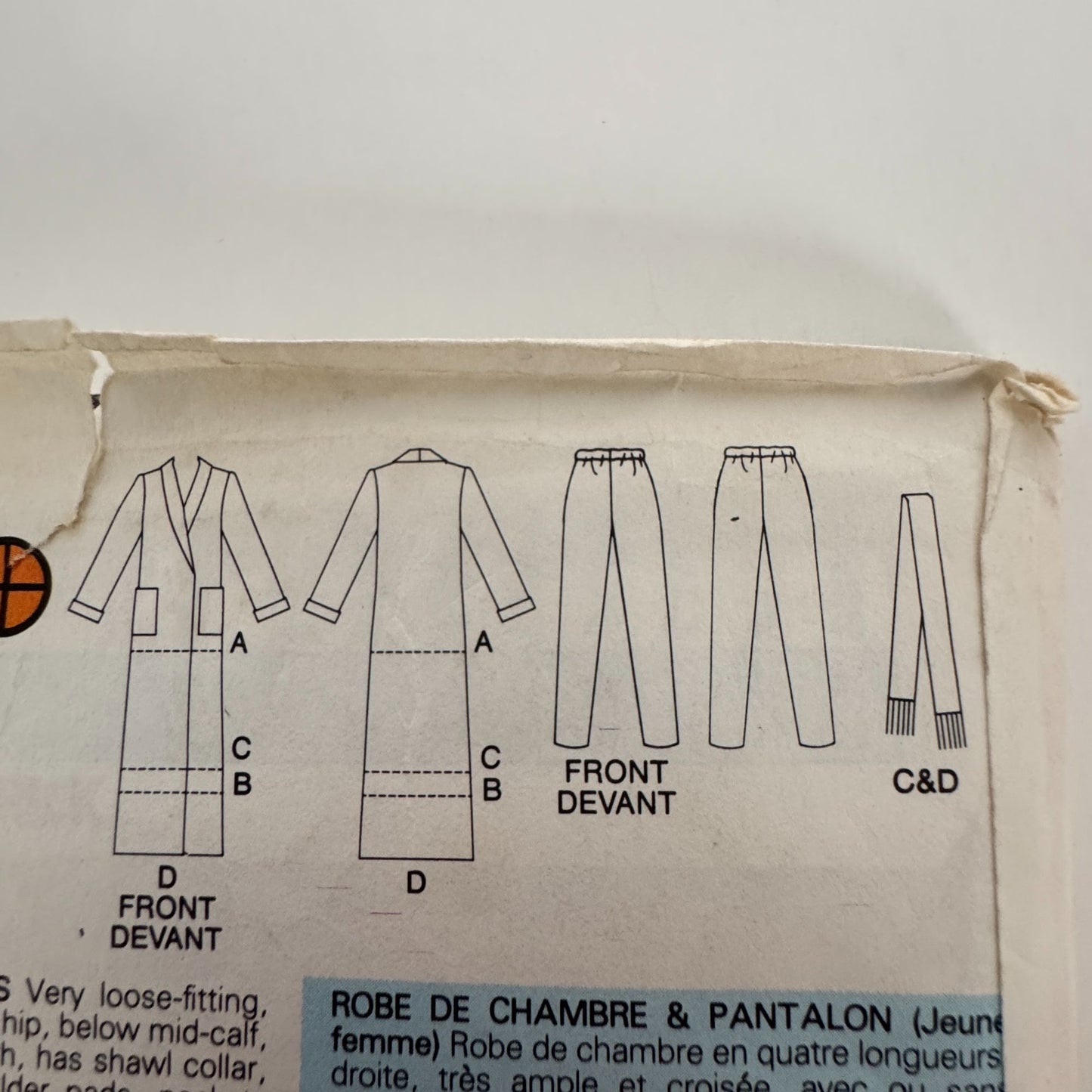 Butterick Classics Sewing Pattern 3547 Misses Robe and Pants 14-18 1980s Vintage