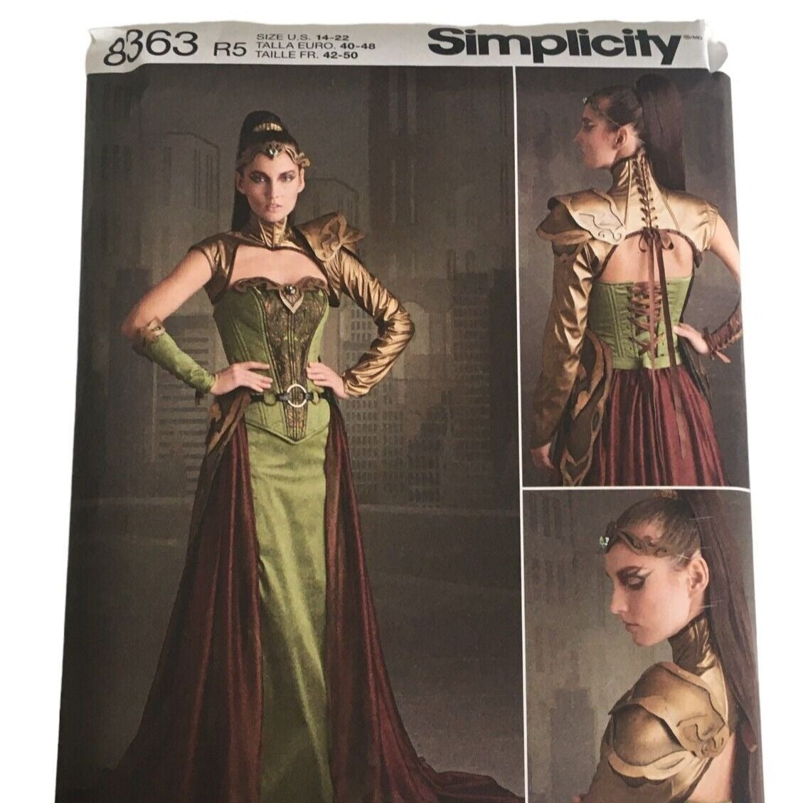 Simplicity Sewing Pattern 8363 Fantasy Ranger Cosplay Armor Medieval Queen 14-22 Firefly Path Uncut