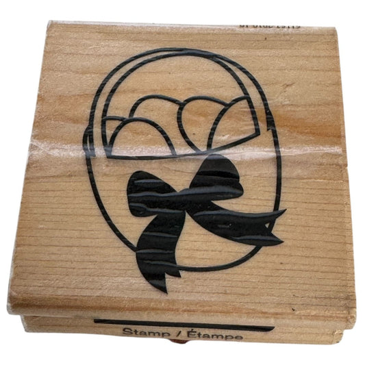 CraftSmart Wood Rubber Stamp Easter Egg Basket Farm Chickens Card Making Spring