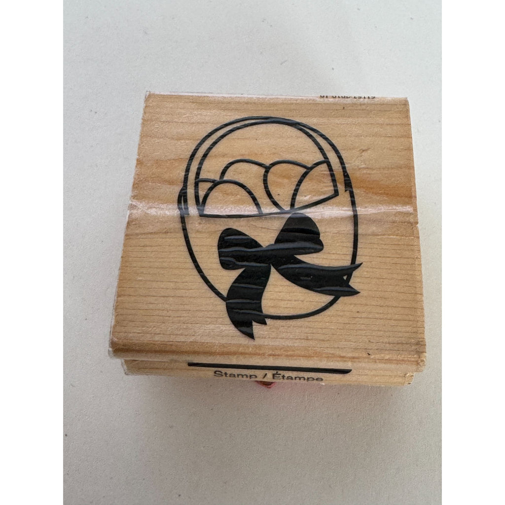CraftSmart Wood Rubber Stamp Easter Egg Basket Farm Chickens Card Making Spring