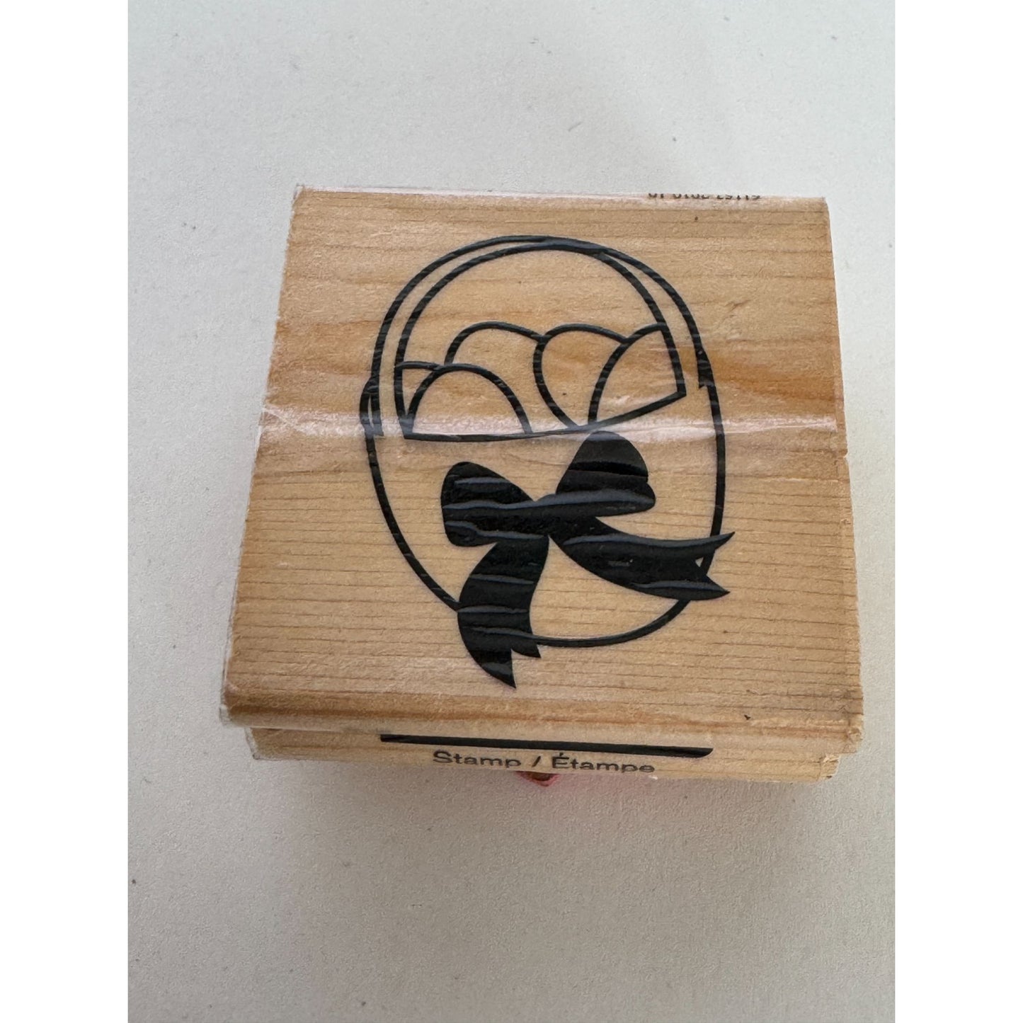 CraftSmart Wood Rubber Stamp Easter Egg Basket Farm Chickens Card Making Spring