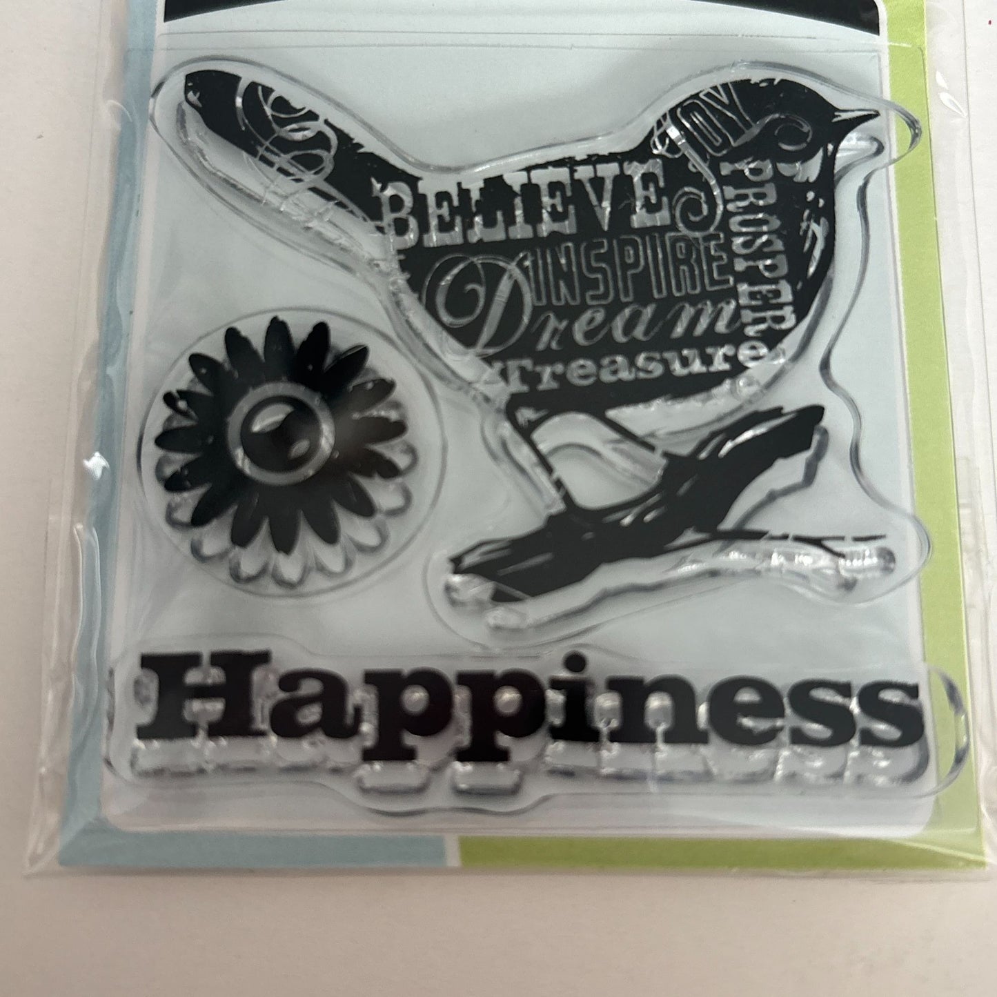 Inkadinkado Clear Mini Stamps Bird Happiness Word Art Inspire Dream Cardmaking Junk Journaling Craft