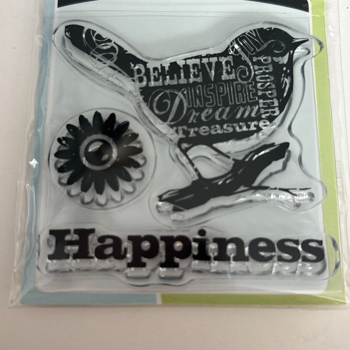 Inkadinkado Clear Mini Stamps Bird Happiness Word Art Inspire Dream Cardmaking Junk Journaling Craft