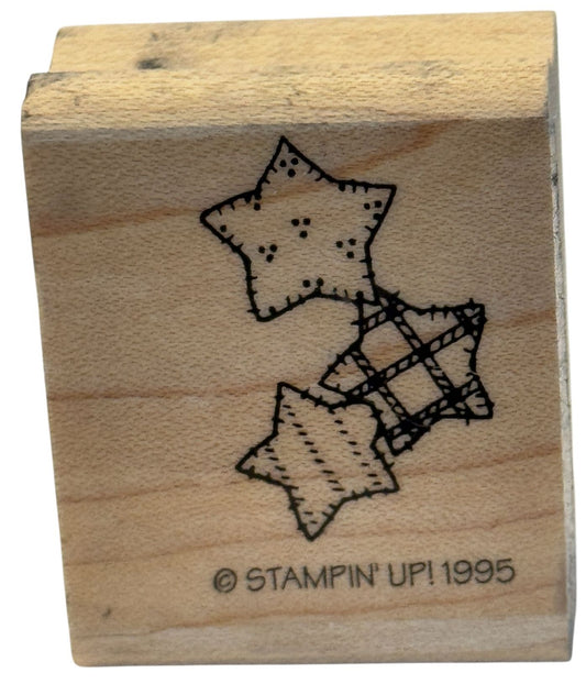 Stampin Up Rubber Stamp Star Trio Patches Country Folk Scrapbooking Cardmaking