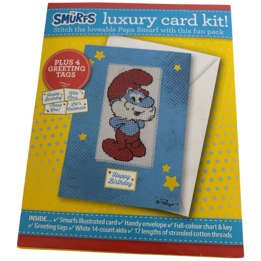 The World of Cross Stitching Greeting Birthday Card Kit Papa Smurf Cross Stitch