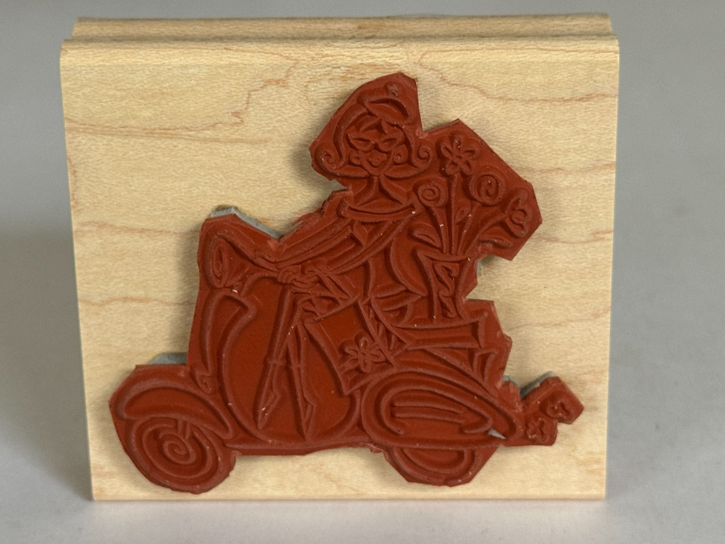 Stampin Up Rubber Stamp Scooter Moped Paris France French Lady Beret Shopping