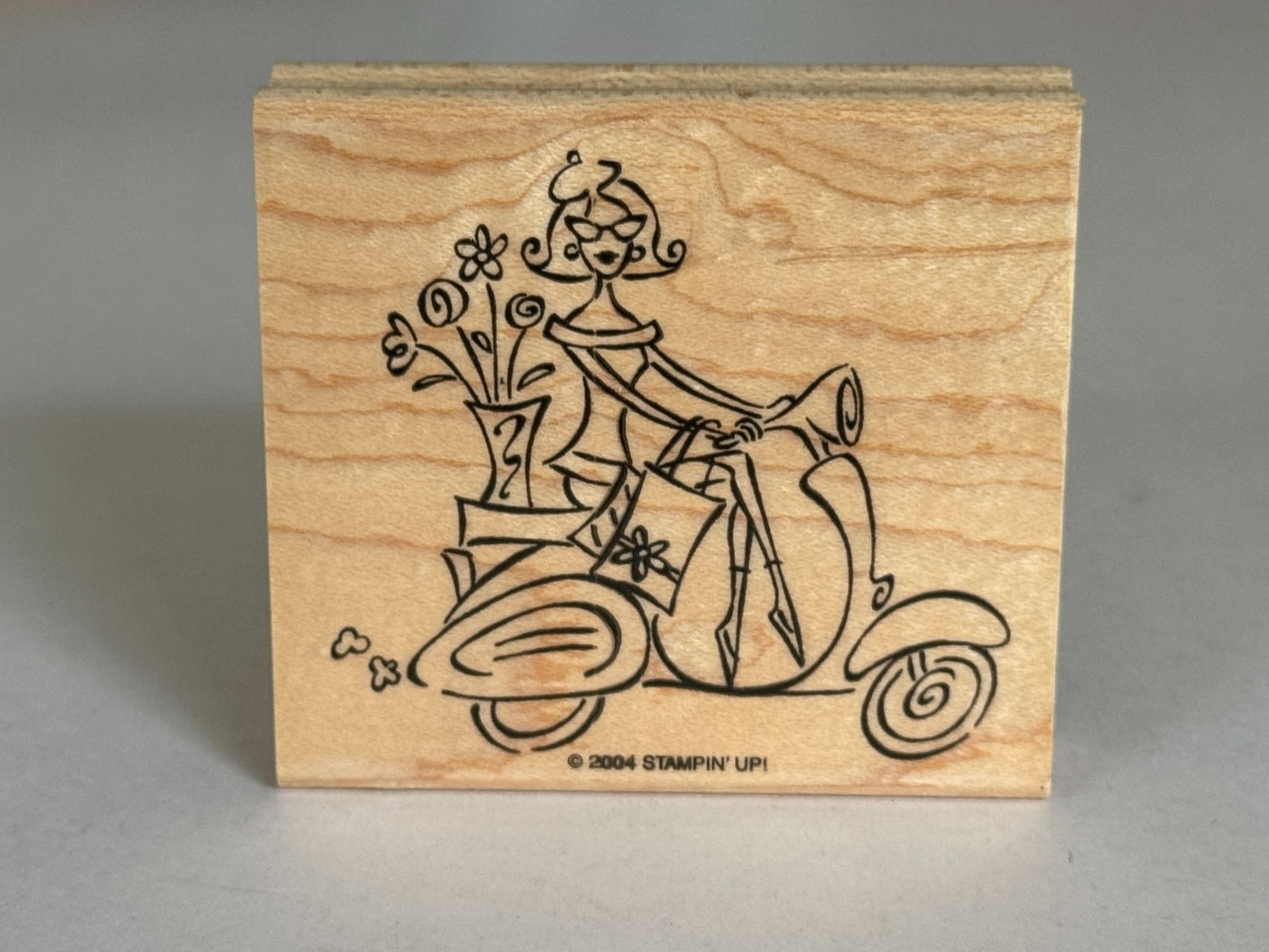 Stampin Up Rubber Stamp Scooter Moped Paris France French Lady Beret Shopping