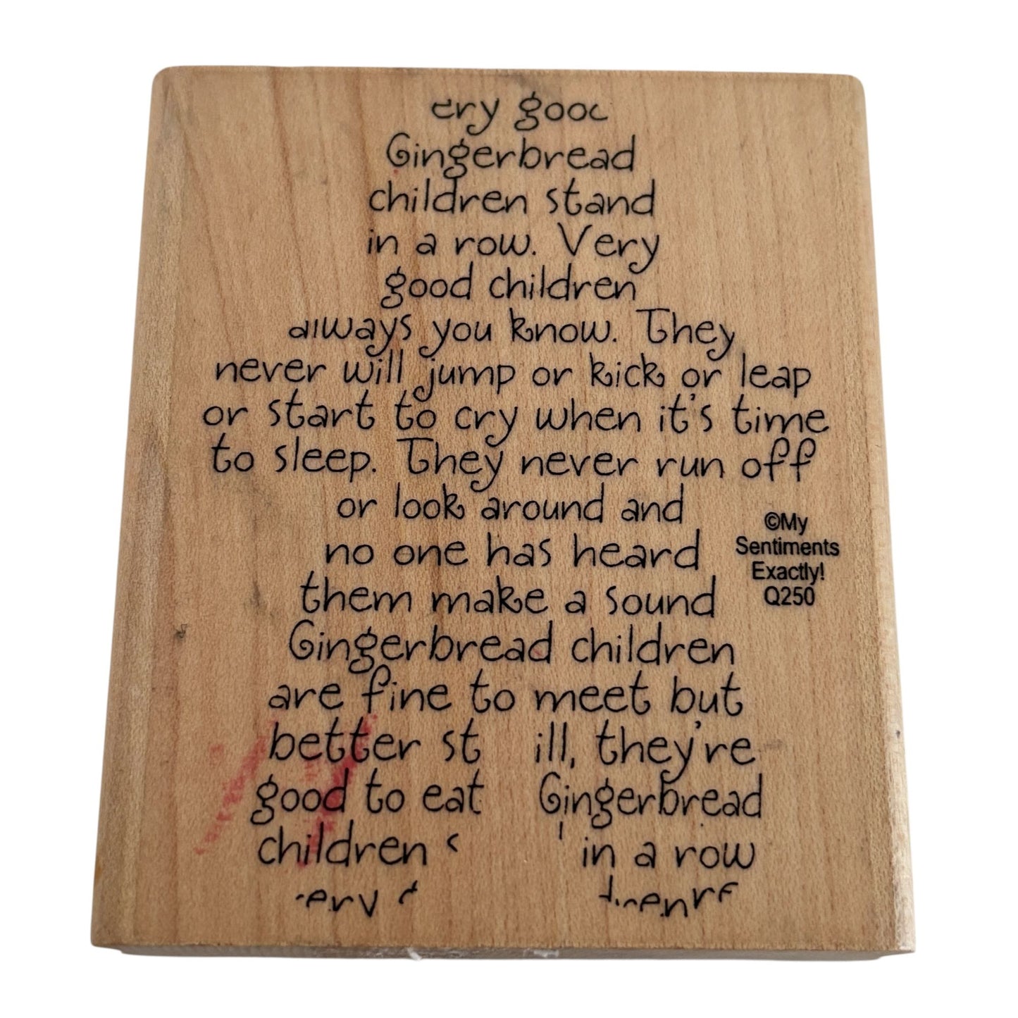 My Sentiments Exactly Rubber Stamp Gingerbread Man Poem Children Christmas Q250