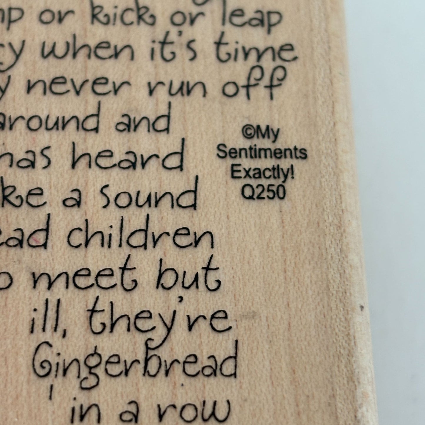 My Sentiments Exactly Rubber Stamp Gingerbread Man Poem Children Christmas Q250